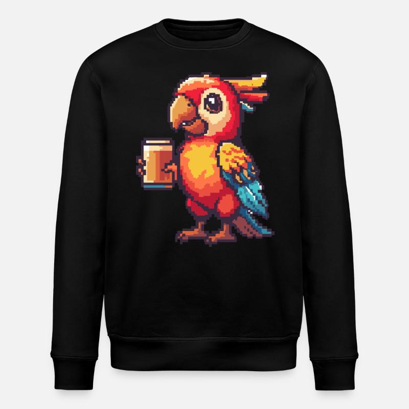 Papagai Pixel Bier - Stanley/Stella Unisex Bio-Sweatshirt ROLLER - Schwarz