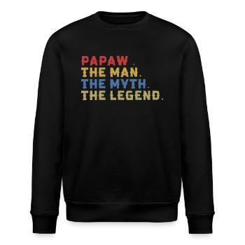 Papa Opa Spruch Papaw The Man The Myth The Legend - Stanley/Stella Unisex Bio-Sweatshirt ROLLER - Schwarz - Vorne - Nik (191cm)
