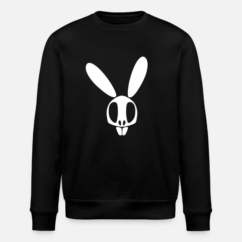 Lapin crâne blanc - Sweat bio ROLLER Stanley/Stella Unisexe - noir