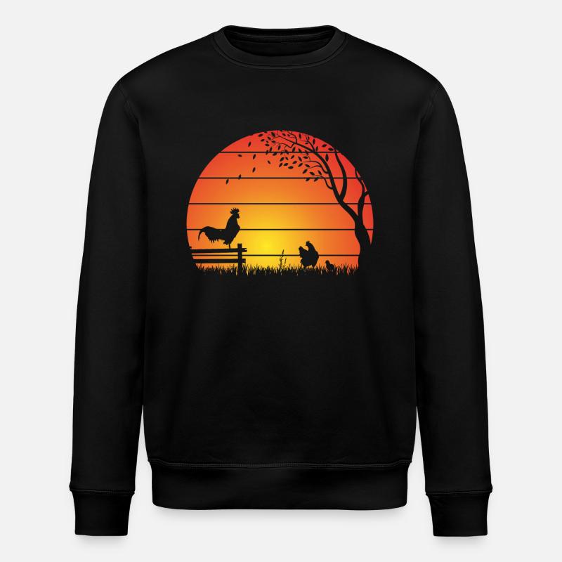 Chickens Sunset - Stanley/Stella ROLLER Unisex Organic Sweatshirt - black