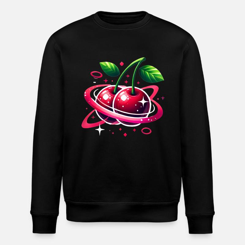 Planet Kirschen Kosmisches Design - Stanley/Stella Unisex Bio-Sweatshirt ROLLER - Schwarz