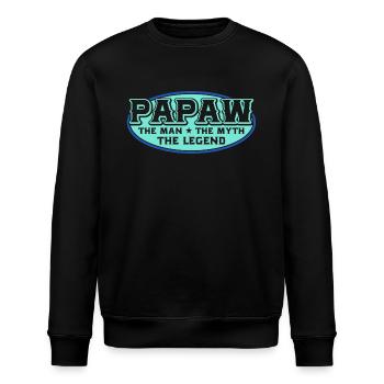 Papa Opa Spruch Papaw The Man The Myth The Legend - Stanley/Stella Unisex Bio-Sweatshirt ROLLER - Schwarz - Vorne - Nik (191cm)