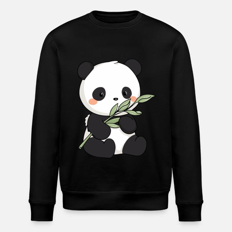 Mignon panda kawaii avec bambou - Sweat bio ROLLER Stanley/Stella Unisexe - noir