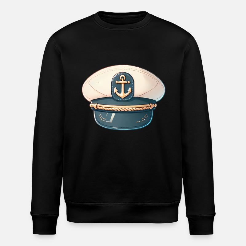 Klassische Kapitänshut Illustration - Stanley/Stella Unisex Bio-Sweatshirt ROLLER - Schwarz