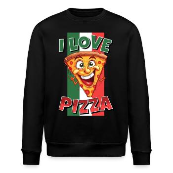 I Love Pizza Slice Face Laughs Pizzeria - Stanley/Stella ROLLER Unisex Organic Sweatshirt - black - Front - Nik (191cm)