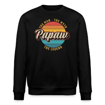 Papa Vater Opa Geschenkidee Papaw Spruch Humor - Stanley/Stella Unisex Bio-Sweatshirt ROLLER - Schwarz - Vorne - Nik (191cm)