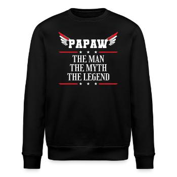 Papa Vater Opa Geschenkidee Papaw Spruch Humor - Stanley/Stella Unisex Bio-Sweatshirt ROLLER - Schwarz - Vorne - Nik (191cm)