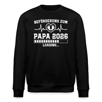 Papa 2026 loading - Werdender Vater - Stanley/Stella Unisex Bio-Sweatshirt ROLLER - Schwarz - Vorne - Nik (191cm)