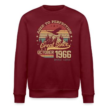 58 years old Aged to perfection born: October 1966 - Stanley/Stella ROLLER Unisex Organic Sweatshirt - burgundy - Front - Nik (191cm)