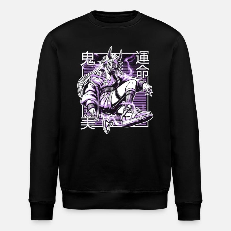 Violetter Kunoichi-Dämon - Stanley/Stella Unisex Bio-Sweatshirt ROLLER - Schwarz