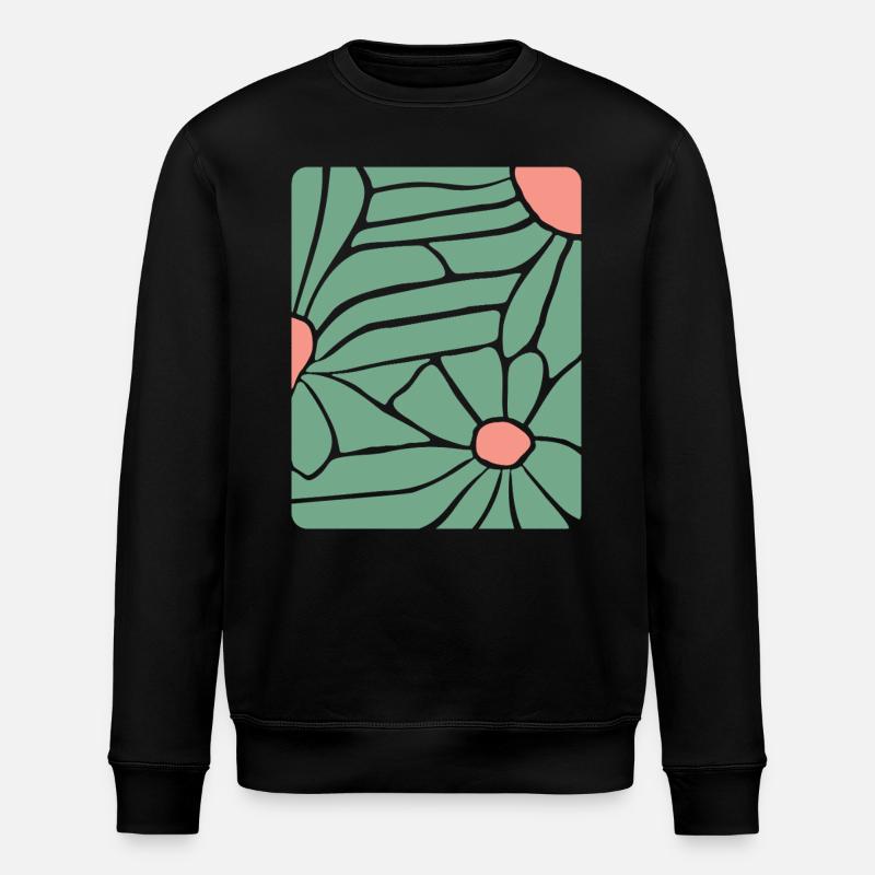 Abstract Floral Boho - Stanley/Stella ROLLER Unisex Organic Sweatshirt - black