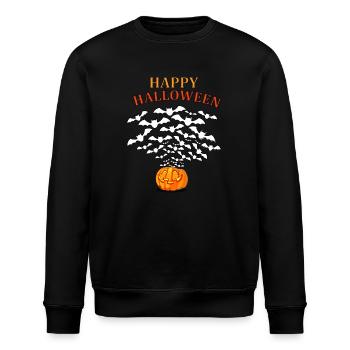 Happy Halloween/ Pumkin blows out bats - Stanley/Stella Unisex Bio-Sweatshirt ROLLER - Schwarz - Vorne - Nik (191cm)