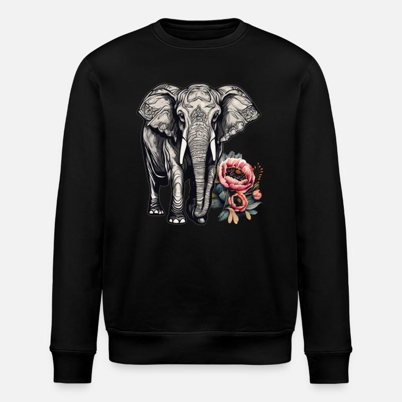 Blumen, um Elefanten zu erheben - Stanley/Stella Unisex Bio-Sweatshirt ROLLER - Schwarz