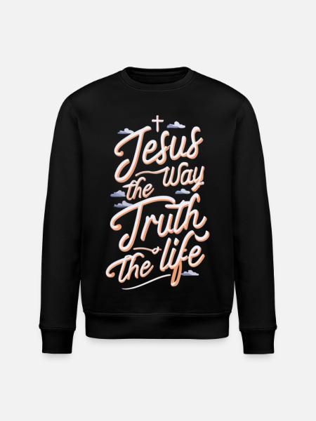 Living Jesus Way Truth - Stanley/Stella ROLLER Unisex Organic Sweatshirt - black