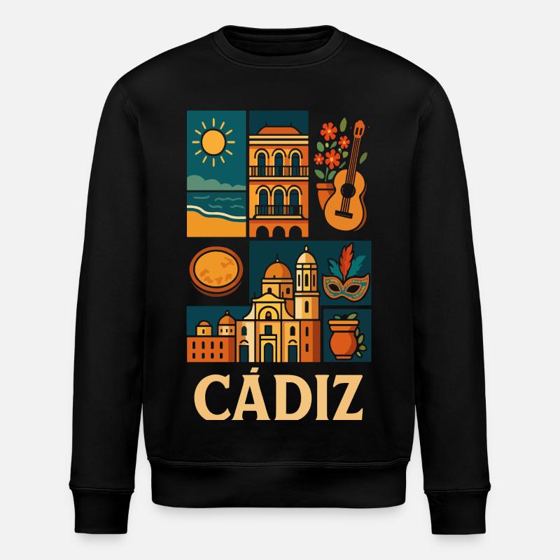 Cadiz Collage Sun Architecture Guitar - Stanley/Stella ROLLER Unisex Organic Sweatshirt - black