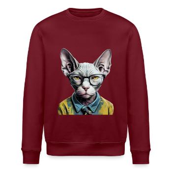 Hipster-Katze Ziggy - Stanley/Stella Unisex Bio-Sweatshirt ROLLER - Burgunderrot - Vorne - Nik (191cm)