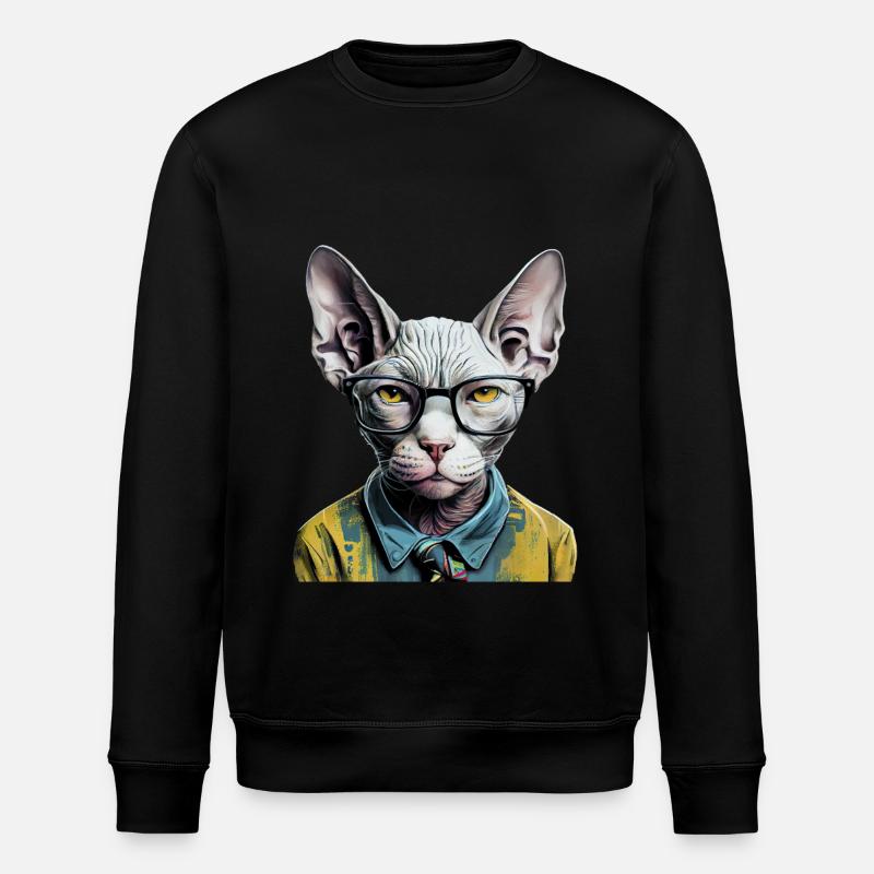 Hipster-Katze Ziggy - Stanley/Stella Unisex Bio-Sweatshirt ROLLER - Schwarz