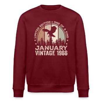 Incomparable since January 1966 58 Anniversary - Stanley/Stella ROLLER Unisex Organic Sweatshirt - burgundy - Front - Nik (191cm)