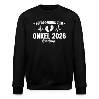Werdender Onkel 2026 - Schwangerschaftsverkündung - Stanley/Stella Unisex Bio-Sweatshirt ROLLER - Schwarz - Vorne - Nik (191cm)