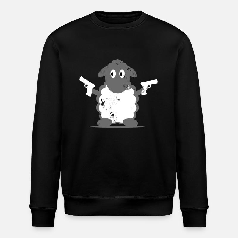 Sheep Policeman Gift Idea - Stanley/Stella ROLLER Unisex Organic Sweatshirt - black