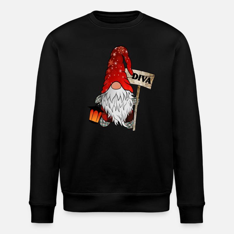 Gnome Diva Christmas Gnome - Stanley/Stella ROLLER Unisex Organic Sweatshirt - black