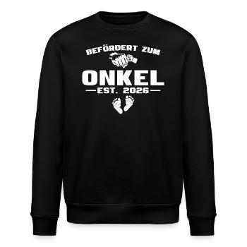Befördert zum Onkel 2026 - Babyparty - Stanley/Stella Unisex Bio-Sweatshirt ROLLER - Schwarz - Vorne - Nik (191cm)