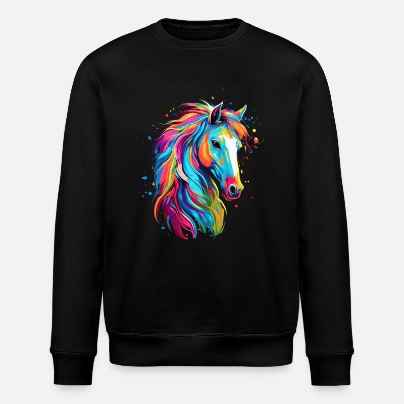 Pferd Farbkleck Farbspritzer Bunt - Stanley/Stella Unisex Bio-Sweatshirt ROLLER - Schwarz