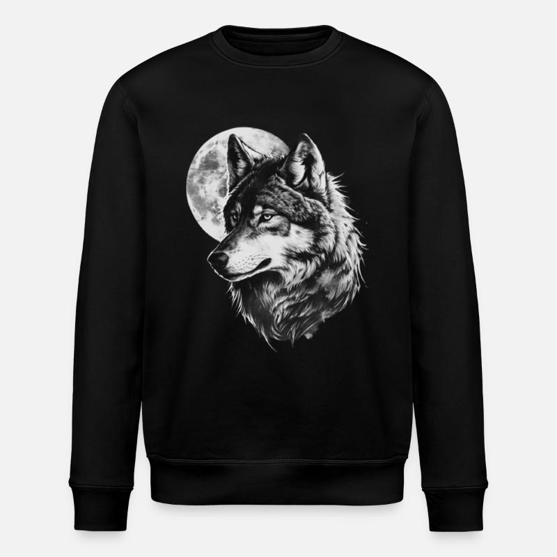 Loup hurlant à la lune - Sweat bio ROLLER Stanley/Stella Unisexe - noir