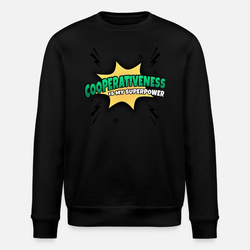 Kooperationsbereitschaft Ist Meine Superkraft - Stanley/Stella Unisex Bio-Sweatshirt ROLLER - Schwarz