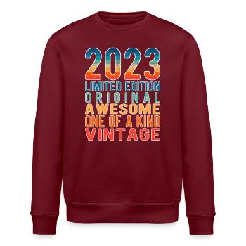 Edition limitée depuis 2023 Anniversaire Millésime 2023 - Sweat bio ROLLER Stanley/Stella Unisexe - bordeaux - Devant - Nik (191cm)
