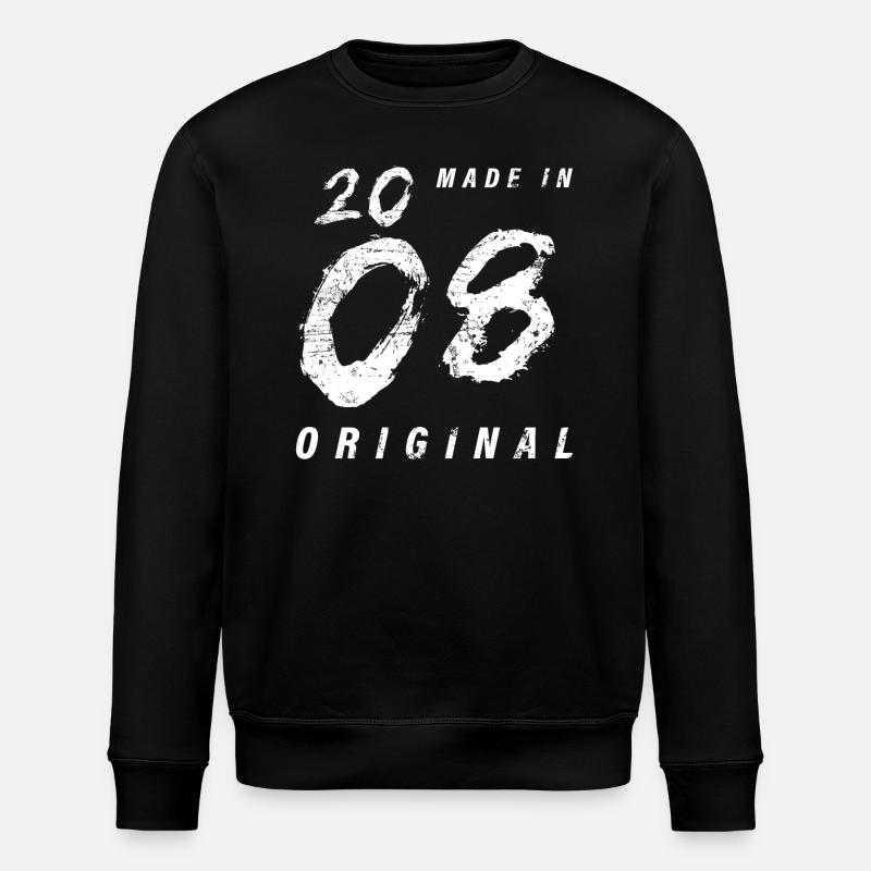 Made In 2008 Original Geburtstag Grunge Distressed - Stanley/Stella Unisex Bio-Sweatshirt ROLLER - Schwarz