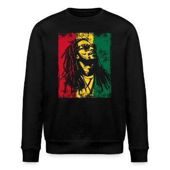 Rastaman Sonnebrille Reggae Dreadlocks Ghana - Stanley/Stella Unisex Bio-Sweatshirt ROLLER - Schwarz - Vorne - Nik (191cm)