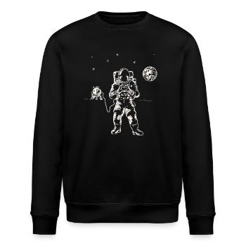 Astronaut Moon Space Spaceship Heart - Stanley/Stella ROLLER Unisex Organic Sweatshirt - black - Front - Nik (191cm)