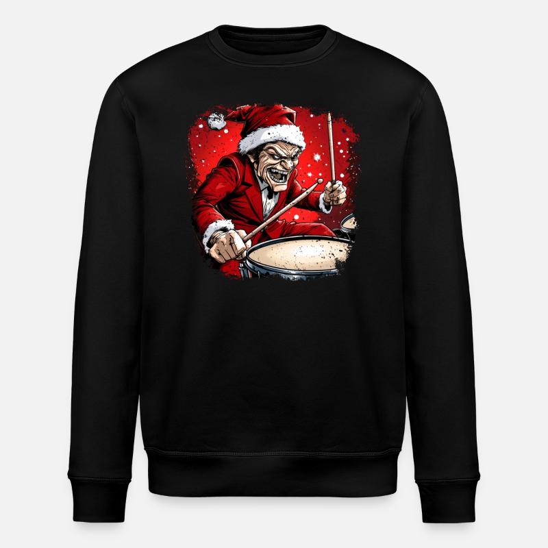 Drummer Christmas - Stanley/Stella ROLLER Unisex Organic Sweatshirt - black