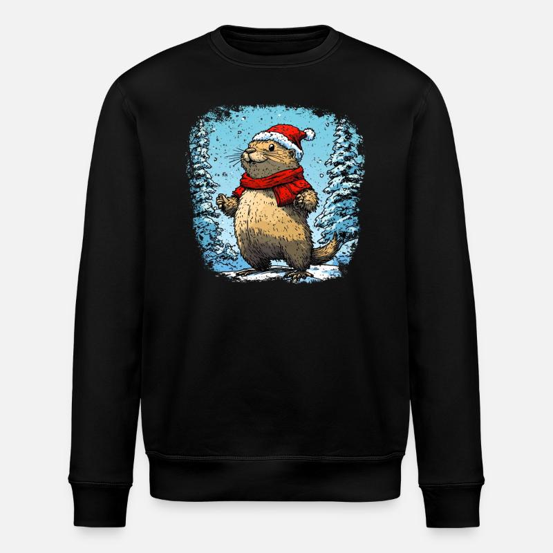 Marmottes de Noël - Sweat bio ROLLER Stanley/Stella Unisexe - noir