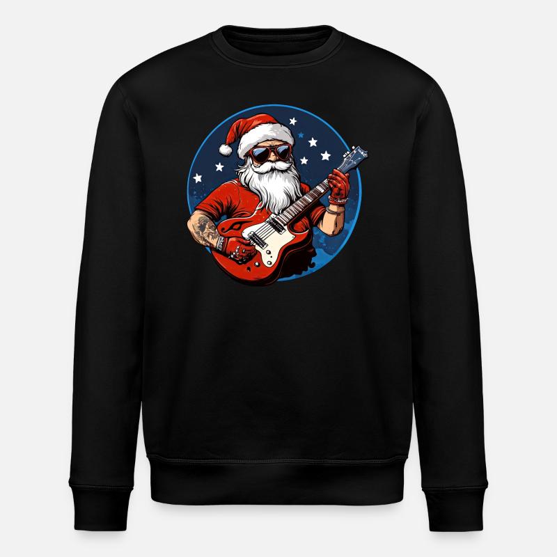 Weihnachten Gitarrist - Stanley/Stella Unisex Bio-Sweatshirt ROLLER - Schwarz