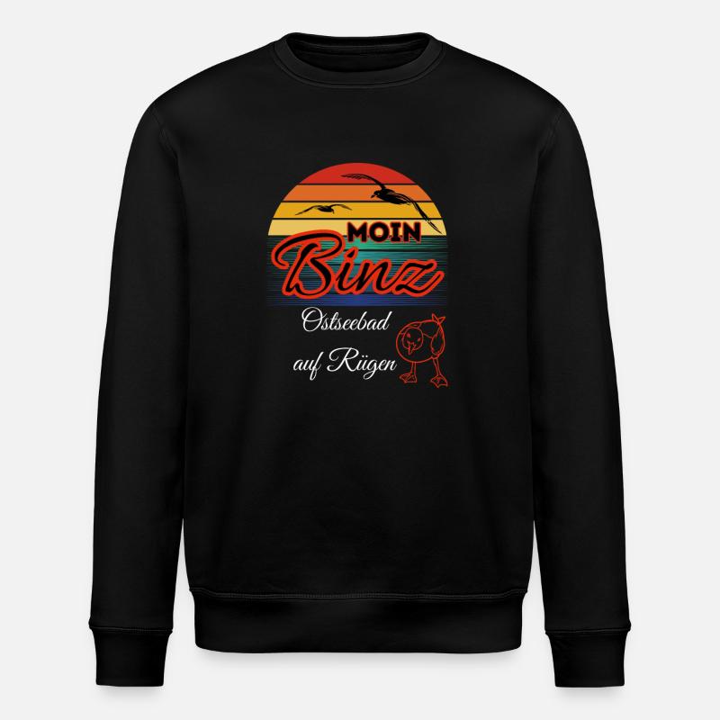 Moin Binz avec mouette dans l’île de style rétro Rügen/Binz - Sweat bio ROLLER Stanley/Stella Unisexe - noir