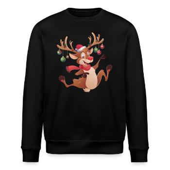 Lustiges Rentier Weihnachtsgeschenk - Stanley/Stella Unisex Bio-Sweatshirt ROLLER - Schwarz - Vorne - Nik (191cm)