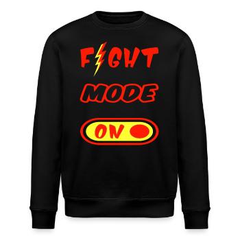 FIGHT MODE ON - Kämpfer Kraft Mut Glücksbringer - Stanley/Stella Unisex Bio-Sweatshirt ROLLER - Schwarz - Vorne - Nik (191cm)