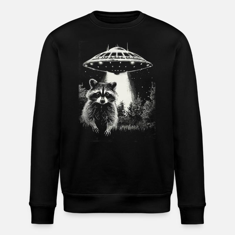 Funny Raccoon UFO - Stanley/Stella ROLLER Unisex Organic Sweatshirt - black