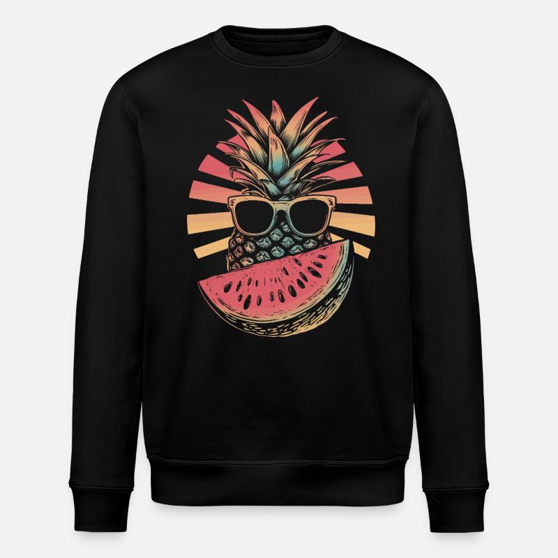 Pineapple and watermelon - Stanley/Stella ROLLER Unisex Organic Sweatshirt - black
