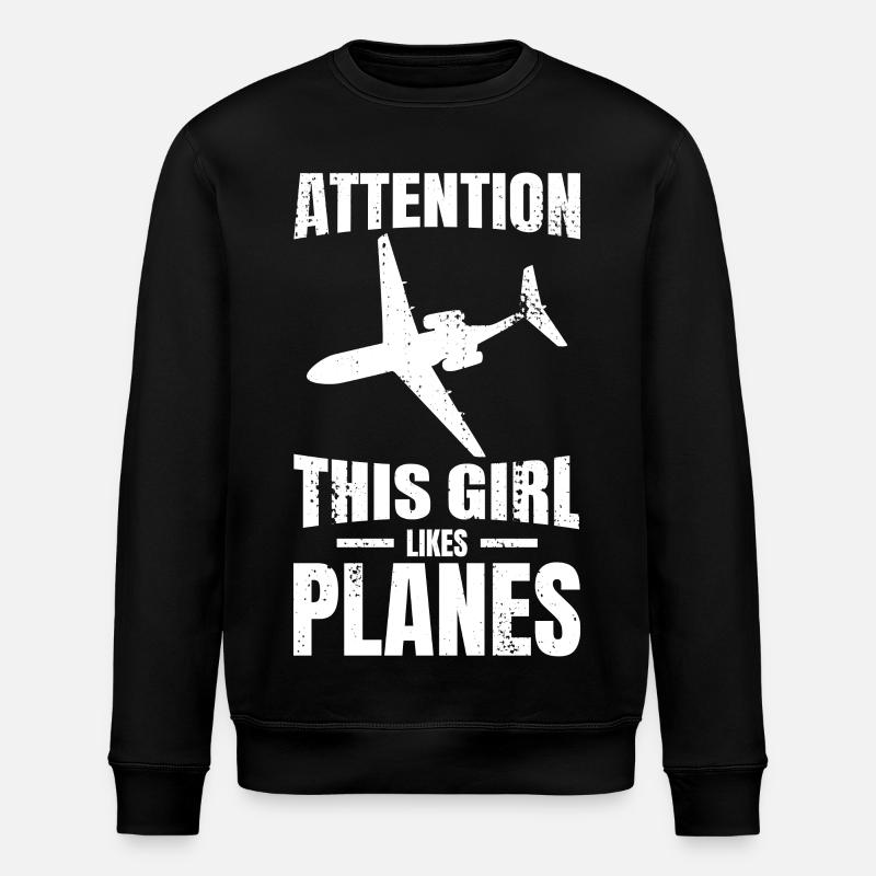 Dieses Mädchen mag Flugzeuge - Stanley/Stella Unisex Bio-Sweatshirt ROLLER - Schwarz