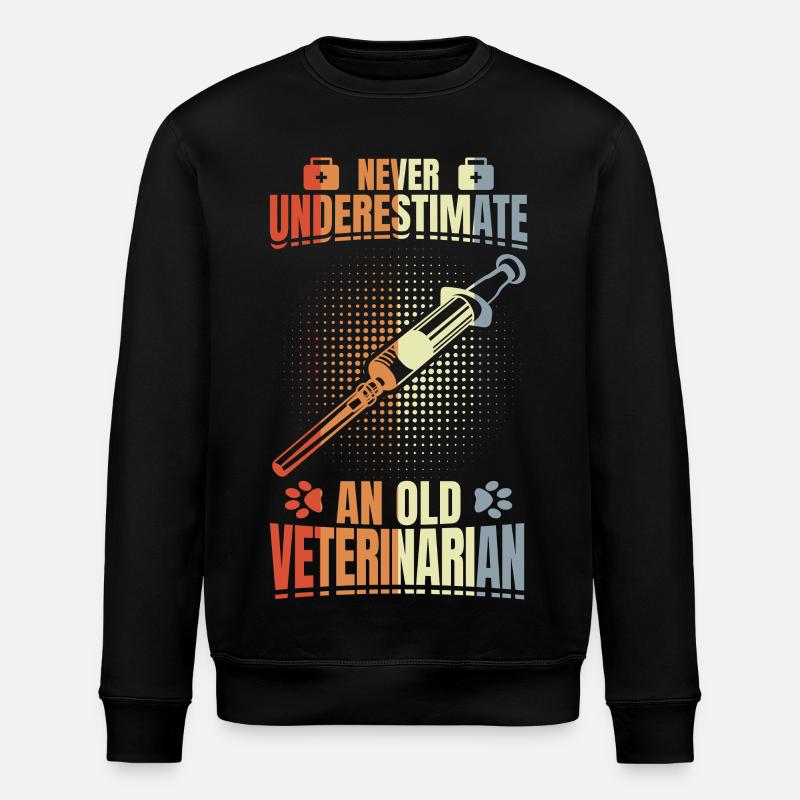 Never underestimate an old vet - Stanley/Stella ROLLER Unisex Organic Sweatshirt - black