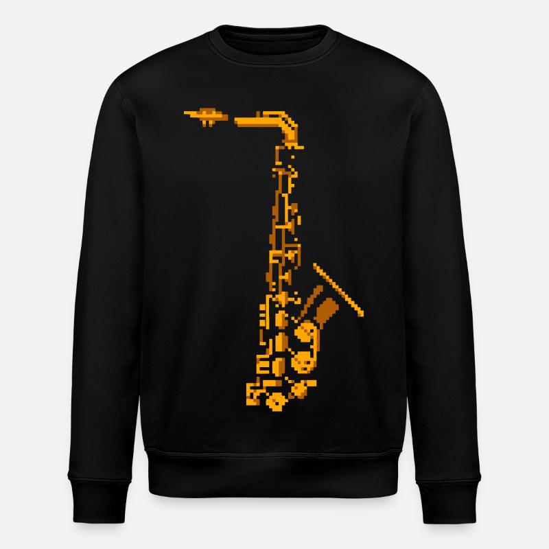 Saxophone Pixel Art - Stanley/Stella ROLLER Unisex Organic Sweatshirt - black