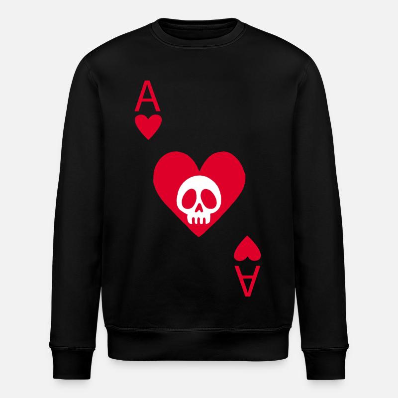 Crâne et as de coeur - Sweat bio ROLLER Stanley/Stella Unisexe - noir