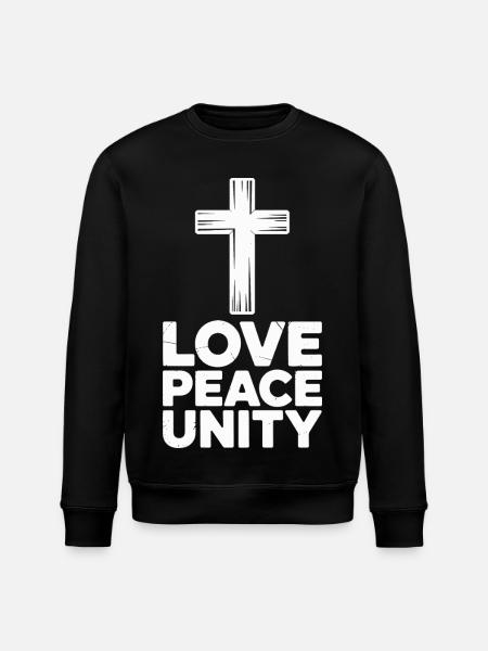 Love, Peace, Unity, Cross, Spirituality - Stanley/Stella ROLLER Unisex Organic Sweatshirt - black