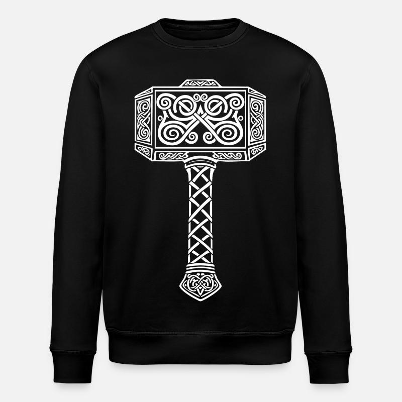 Mjölnir Thors Hammer Wikinger-Maskottchen - Stanley/Stella Unisex Bio-Sweatshirt ROLLER - Schwarz