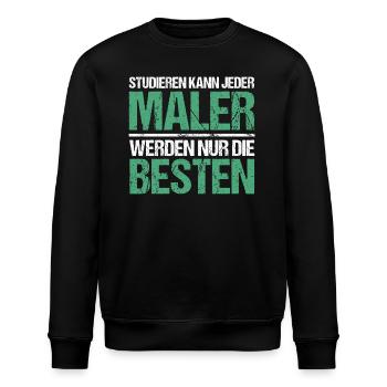 Anyone can study - Maler Edition - Stanley/Stella ROLLER Unisex Organic Sweatshirt - black - Front - Nik (191cm)