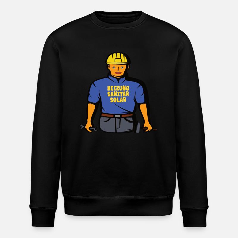 Handwerker Comic – Heizung, Sanitär & Solar - Stanley/Stella Unisex Bio-Sweatshirt ROLLER - Schwarz