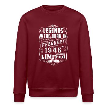 Anniversaire Février 1945 Année Edition Limitée - Sweat bio ROLLER Stanley/Stella Unisexe - bordeaux - Devant - Nik (191cm)